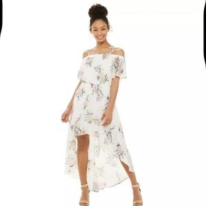 A.U.W. 2X Cold Shoulder Hi-Low Floral Dress